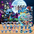 Miniatyrbillede 1 af 5: Julekalender med Stitch 2024, Julekalender med 24 dages nedtælling, 24 søde tegneseriefigurer af Stitch DB
