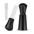 Miniatyrbillede 1 af 5: Alloy Kaffefordeler Omrørere Med Stativ, 0,3 Mm Tykt Rustfrit Stål 7 Nåle Værktøj Espresso Distribution Sort