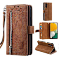 Pikkukuva 1 / 5: Samsung Galaxy A26 5G -puhelimen suojakotelo PU-nahkaa vetoketjullisella lompakolla ja 9 korttipaikalla - Musta [db] Multicolor Brown