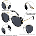Pikkukuva 3 / 4: Retro Punk -aurinkolasit, pyöreät punk-tyyliset kaksoissiltalasit naisille ja miehille B2822 db Grey Lens