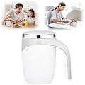 Miniatyrbild 1 av 4: Automatisk Magnetisk Självrörande Kaffemugg, Självblandande Kaffekopp i Rostfritt Stål med Lock för Kaffe, Mjölk db White