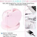 Miniatyrbilde 4 av 4: Db Kids Led skrivebordslampe dimbar bordlampe oppladbar med penneholder Usb-port for tenåringsjenter gutter studenter, rosa