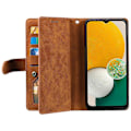 Miniatyrbillede 3 af 5: Til Samsung Galaxy A26 5G Etui PU Læder Telefon Cover med Lynlås Pung 9 Kort Slots - Sort [db] Multicolor Brown