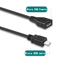 Pikkukuva 4 / 5: Micro USB Uros - Naaras Kaapeli Täysi Pinni Kytketty Micro USB Jatkojohto Latausjohto Vain Lataukseen [db] 30cm