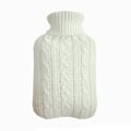 Pikkukuva 1 / 5: 2000 ml Suuri Kuumvesipullo + Neulotuppu Talvi Lämpökeho Lämpötyyny Kipujen Lievitykseen DB White