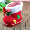 Miniatyrbild 5 av 5: MengXi Julgodis Stövlar Söta Bred Applikation Plast Plysch Julgodis Röda Stövlar Skor Jultomte Present Strumpa för Fest DB Red L