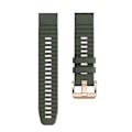 Pikkukuva 3 / 3: Kellohihnoja Garmin Fenix 7s / 6s Pro / 5s Plus / Instinct 2s -malleihin, Vaakaraidalliset Silikonirannekkeet 20 mm, Ruusukullan Solki db Army Green