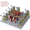 Miniatyrbillede 1 af 5: Mini actionfigurer af middelalderlige riddere, byggeklodser, romersk vogn, karet, soldat, krigshest, klodser, legetøj til børn, gave Db Set 17