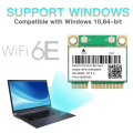 Miniatyrbillede 4 af 5: -axe3000h Wifi-kort + dobbelt antenne Wifi 6e 2400mbps Mini Pci-e til Bt 5.3 802.11ax 2.4g/5g/6ghz Wlan-netværkskort