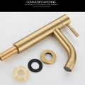 Miniatyrbillede 5 af 5: Børstet guld enkelt koldt bassin hane 304 materiale bassin mixer badeværelse vask hane vand vask mixer Shlm [DB]