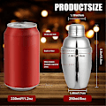Miniatyrbillede 5 af 5: 6 STK Mini Cocktail Shaker, Drink Shakers Cocktail, Rustfri Mini Shaker, Cocktail Shaker med Si, 250ml [DB] Silver