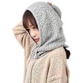 Miniatyrbillede 3 af 5: Dame Vinterhue Cashmere Kvinde Strikket Hætte Halstørklæde Balaclava til Kvinder Vindtæt Varm Uldhue [Db] Gray