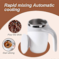 Miniatyrbild 2 av 4: Automatisk Magnetisk Självrörande Kaffemugg, Självblandande Kaffekopp i Rostfritt Stål med Lock för Kaffe, Mjölk db White
