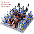 Miniatyrbillede 1 af 5: Mini actionfigurer af middelalderlige riddere, byggeklodser, romersk vogn, karet, soldat, krigshest, klodser, legetøj til børn, gave Db Set 42