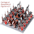 Miniatyrbillede 1 af 5: Mini actionfigurer af middelalderlige riddere, byggeklodser, romersk stridsvogn, vogn, soldat, krigshest, klodser, legetøj til børn, gave Db Set 53