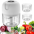 Miniatyrbillede 1 af 5: Elektrisk Mini Food Chopper, USB-opladning Mini Elektrisk Hvidløgshakker, Lille Foodprocessor, Bruges Til Løg Hvidløg Peber [DB] White