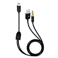 Miniatyrbillede 1 af 5: Guldbelagt USB-opladningskabel til Mini B-han og 3,5 mm stik Lydkabel 100 cm [DB] Black