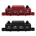 Miniatyrbild 1 av 5: 2 st M8 M10 250A 4-polig strömfördelningsblock Terminalbultar Kopplingsskena Batteri för bil Rv-Ma db red  Black