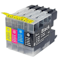 Pikkukuva 1 / 5: Tulostimen mustepatruunat sirulla, sopivat Brother LC1280 LC1240 LC71 LC73 LC75 LC400 LC12 (4 kpl) [Db]