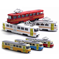 Miniatyrbillede 4 af 5: Naievear Klassisk Tog Tram Diecast Tilbage Træk Model Med LED Musik Udviklings Børn Legetøj db Blue Grey