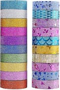 20 Rullar Glitter Washi Tejp Färgad db