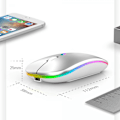 Miniatyrbillede 2 af 4: RGB Bluetooth Mus Genopladelig Trådløs Mus til Apple iPad Laptops Støjsvag Elektrostatisk LED Baggrundslys Ergonomisk Mus [Db]