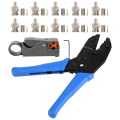 Miniatyrbild 2 av 5: 1 set koaxiala RF/BNC-krimpverktyg för Rg58 / Rg59 / Rg6 med 10 st BNC-kontaktkrimpsats [DB] Blue  black