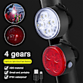 Miniatyrbilde 2 av 5: 2 stk Mini For- og Baklyssett 4 LED USB-ladbart Sykkellys 4 LED Forlykt Sykkelbaklys Sykkeltilbehør {DB} 2 PCS Red China