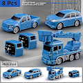 Pikkukuva 1 / 3: Magneettinen Muuntuva Insinööriauto Kootut Lelut [DB] Blue 8 piece set