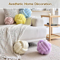Miniatyrbilde 5 av 5: Knot Ball Throw Pillow, Rundt Knutet Plysj Pynte Pute For Preppy DB White 27CM