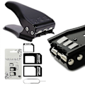 Miniatyrbild 2 av 5: Universal 3-i-1 Stans / Standard Sim / Micro Sim / Nano Sim-kortskärare För Alla Sim-kort Till Smartphones / Tablets Inkl. Sim-adapter + 1 Si [DB]