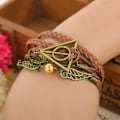 Miniatyrbillede 2 af 5: Armbånd Harry P-otter Deathly Hallows Faux Læder Flettet Legering Multilayer Flettet Armring Smykker DB