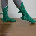 Miniatyrbilde 3 av 3: Unisex Jule-Strikket Krokodillehode Sokker Morsomme Varme Midt-Kalv Sokker db Crocodile