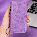 Miniatyrbillede 4 af 5: Til Asus ROG Phone 7 5G Mobiltelefon Wallet Case PU Læder Præget Trekant Stand Cover [DB] Purple