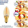 Miniatyrbilde 4 av 5: C7 E12 LED-pære 220v, 0,5w erstatning 5w, E12 LED-filamentpære Amber dekorativ nattlyspære, varm hvit 2200k, ikke-dimbar, pakke med 6