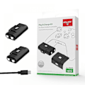 Miniatyrbild 1 av 5: Spela och ladda-kit för Xbox Series X-kontroll med 1100 mAh uppladdningsbart batteri - 2 förpackningar [DB] Black