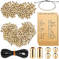 Miniatyrbillede 1 af 5: DIY Morse Kode Armbåndsfremstillingskit 400 Runde Afstandsperler 400 Lange Rørperler [DB] Gold-color