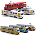 Miniatyrbillede 5 af 5: Naievear Klassisk Tog Tram Diecast Tilbage Træk Model Med LED Musik Udviklings Børn Legetøj db Blue Grey