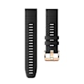 Miniatyrbillede 3 af 3: Urremme til Garmin Fenix 7s / 6s Pro / 5s Plus / Instinct 2s, Vandrette Striber Silikon 20mm Rem med Roséguld Spænde db Black