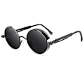 Pikkukuva 1 / 5: Vintage Polarisoivat Steampunk Miesten Pyöreät Aurinkolasit Tyylit Db Black Frame Grey Lenses