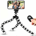 Miniatyrbild 1 av 5: Telefonstativ, Bärbar Flexibel Stativ Justerbart Mobiltelefonstativ Med Trådlös Fjärrkontroll Och Universalklämma Mini Stativ Stativhållare För IPh [DB] White