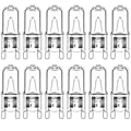 Miniatyrbillede 1 af 5: 12-pak G9 Halogenpærer 33W 230V 2800K Varmt Hvidt 380lm, Klar Kapsel Halogenlamper Dæmpbar, Ingen Flimmer, Ingen Blink {db}