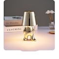 Miniatyrbillede 2 af 3: Sengside Touch Control Bordlampe, Sød Sølv Mennesker Led Skrivebord Guld Dekor Tænker Statue Lampe Med Usb Port [DB]
