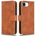 Kompatibelt Läderfodral för iPhone 16e, Skinnkänsla, Anti-fall Plånboksfodral [DB] Brown