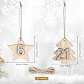 Miniatyrbillede 2 af 5: Julekalender Numre Træ, Julekalender Nummer Jule Nedtælling Kalender Med 24 Stykker Klips, Træ Ornament {db}