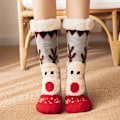 Miniatyrbild 2 av 5: Julklappssockor med älgmönster, Tjocka Varma Plushfodrade Hemsockor, Damstrumpor & Strumpbyxor db Navy Blue - 1 Pair One-size