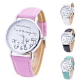 Miniatyrbillede 2 af 5: Sijiali Dame Whatever Im Late Anyway Brev Rund Urskive Kunstlæderrem Quartz Ur hurtig [DB] White