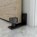 Miniatyrbild 1 av 5: Glidande ladugårdsdörr golvskena justerbar väggmonterad botten dubbel rullbana (svart 1 st){ DB}
