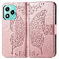 Miniatyrbillede 2 af 4: Sommerfugl Kærlighed Blomst Præget Læder Telefon Cover Til Honor 400 Lite [DB] Rose Gold