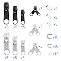 Miniatyrbillede 2 af 5: 85 stk. Lynlås Reparationskit Lynlås Skyder Redning Universal Lynlåse Udskiftning Jakke Tøj Taske Telte Fix {DB} black silver